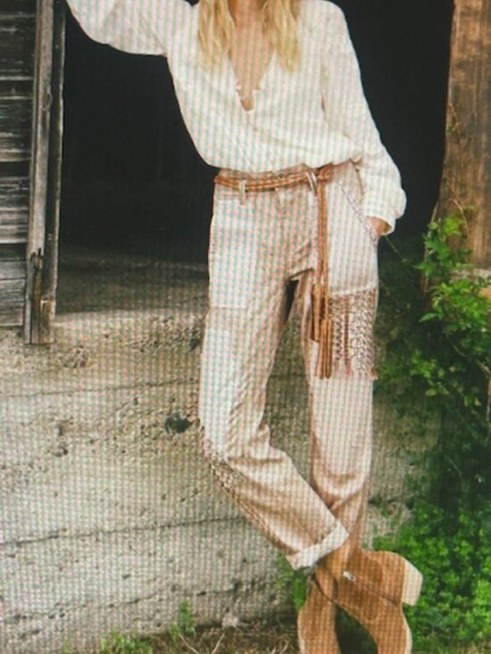 Anthropologie x Pilcro Pants - Anthropologie x Pilcro The Camp Wanderer Khaki Tan Floral Patchwork Pants